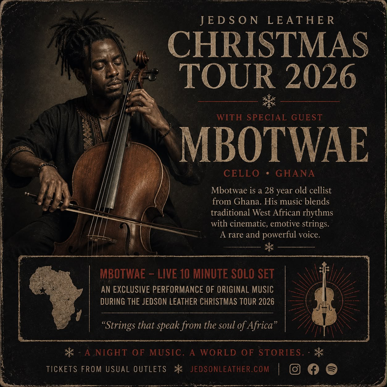Mbotwae guest cello tour poster artwork